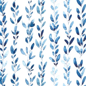 Watercolor Blue Leaves - Seamless - Ceramic Decals- Enamel Decal - Fusible Decal - Glass Fusing Decal ~ Waterslide Decal - 94949