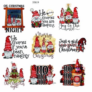 Gnome Christmas - Ceramic Decals- Enamel Decal - Fusible Decal - Glass Fusing Decal ~ Waterslide Decal - 55819