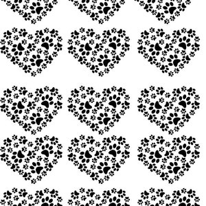 Paw Prints Heart - Ceramic Decals- Enamel Decal - Fusible Decal - Glass Fusing Decal ~ Waterslide Decal - 15149