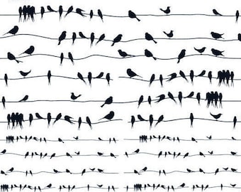 Birds on a Wire (Black Only) - Ceramic Decals- Enamel Decal - Fusible Decal - Glass Fusing Decal ~ Waterslide Decal - 78654BL