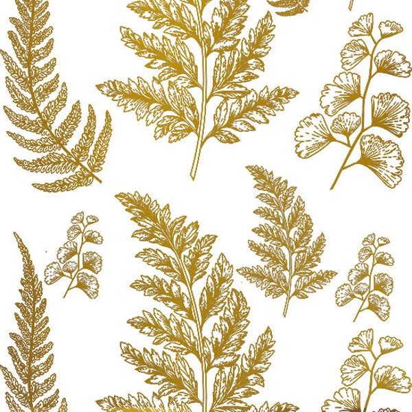 Gold Ferns ~ 42801 ~ Choose Real Yellow Gold or Platinum White Gold - Choose Ceramic or Glass Decal   Low Fire - Waterslide