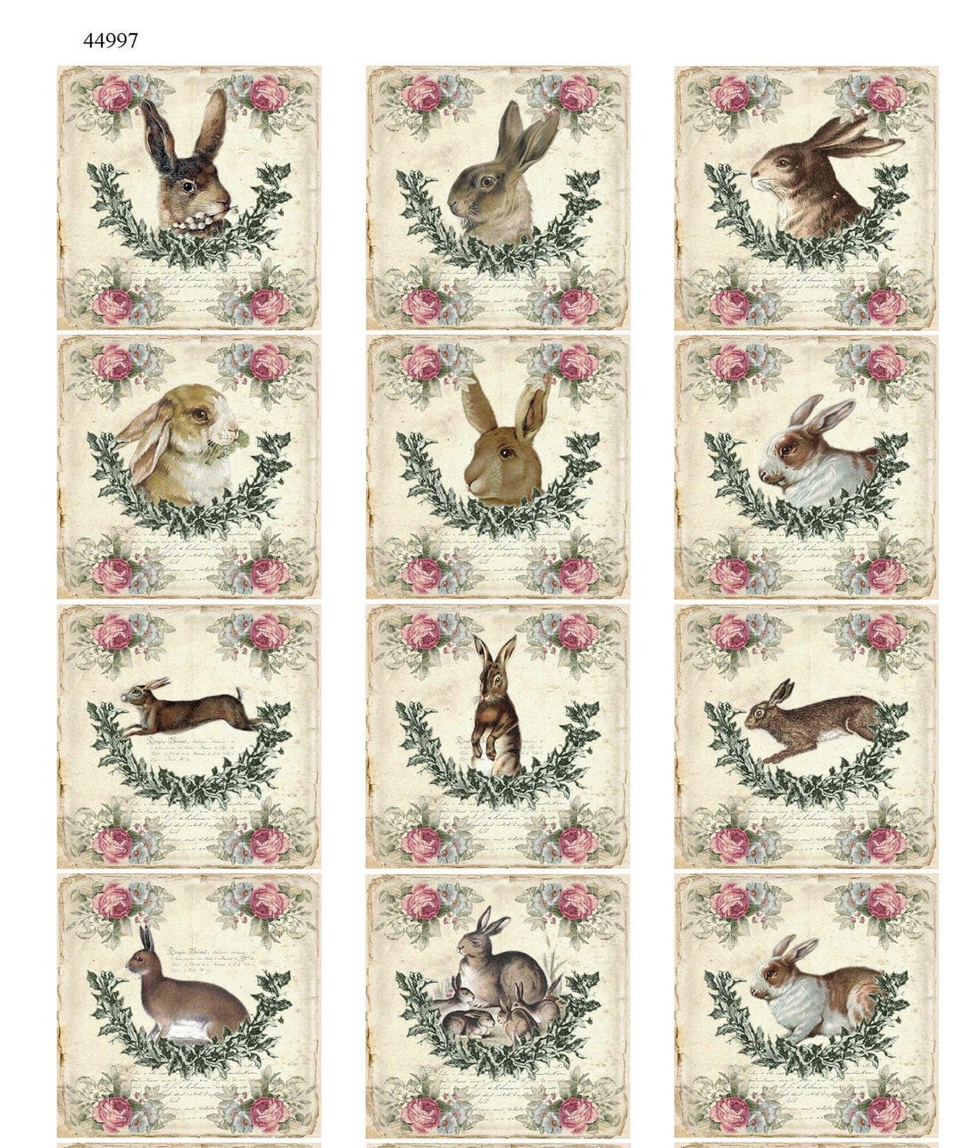 Chic Rabbit Bunny Squares - Ceramic Decals- Enamel Decal - Glass Decal ...