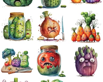Grump Vegetables  -  Ceramic Decals- Enamel Decal  - Glass Decal- 45559