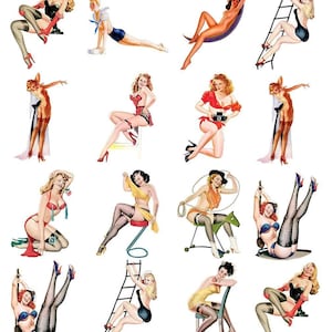 Vintage Pin-up Girls  - Ceramic Decals- Enamel Decal  - Glass Decal- 72200