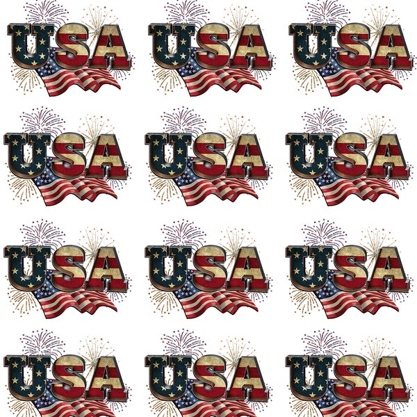USA - Fireworks - America Flag - Ceramic Decals- Enamel Decal - Fusible Decal - Glass Fusing Decal ~ Waterslide Decal - 68512