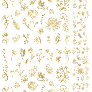 Gold Flower Bits ~ 665882 ~ Choose Real Yellow Gold or Platinum White Gold - Choose Ceramic or Glass Decal  - Low Fire