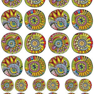 Tibeten Tribal Circles - Ceramic Decals- Enamel Decal  - Glass Decal- 19878