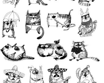 More Crazy Cats  -  Ceramic Decals- Enamel Decal  - Glass Decal- 92276