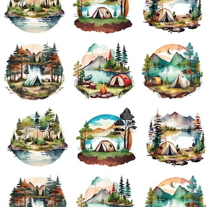 Wilderness Camping - Ceramic Decals- Enamel Decal - Fusible Decal - Glass Fusing Decal ~ Waterslide Decal - 57428