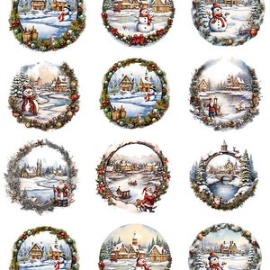 Vintage Christmas  ~ Ceramic Decal - Glass Decal ~LEAD FREE & Food Safe ~ Enamel Decal ~ Waterslide Decal - 39187