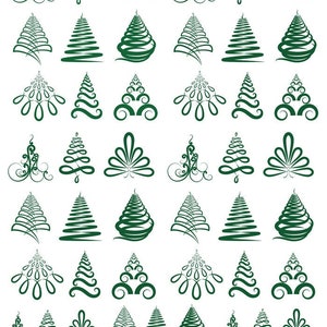 Designer christmas trees - ceramic decals- enamel decal - fusible decal - glass fusing decal ~ waterslide decal - 16344