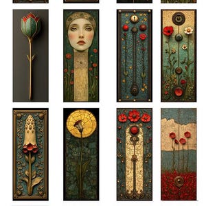 May include: A collection of 12 framed art prints featuring a variety of floral and botanical designs. The prints are all in a similar style, with a vintage aesthetic and a focus on detail. The prints are all framed in a simple, black frame.