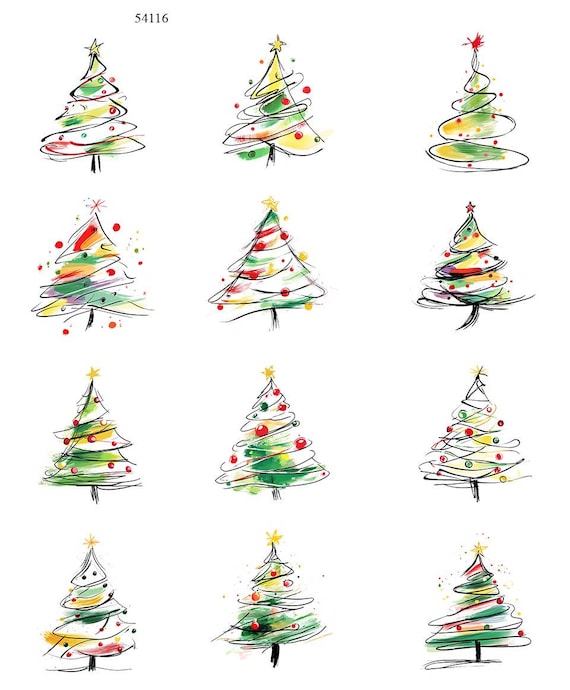 抽象的なクリスマスツリー - セラミックデカール - エナメルデカール