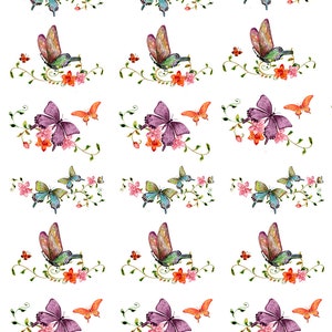 Flowers and Butterflies - Ceramic Decals- Enamel Decal - Fusible Decal - Glass Fusing Decal ~ Waterslide Decal - 29389