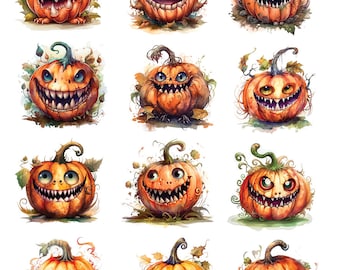 Calabazas de Halloween divertidas y aterradoras - Calcomanías de cerámica - Calcomanía de esmalte - Calcomanía de vidrio - 33337