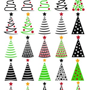 Colorful Christmas Trees  - Ceramic Decals- Enamel Decal - Fusible Decal - Glass Fusing Decal ~ Waterslide Decal - 55402