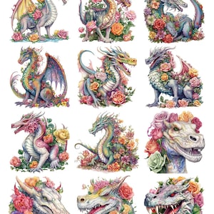 Colorful Rainbow  Dragons - Ceramic Decals- Enamel Decal - Fusible Decal - Glass Fusing Decal ~ Waterslide Decal - 27917