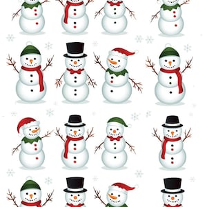 May include: A sheet of sixteen cartoon snowman stickers labeled 44927, featuring various snowmen with orange carrot noses, twig arms, and black coal buttons. They wear red Santa hats, green winter hats, or black top hats with red scarves or bows.