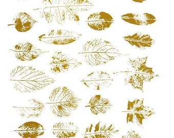 Gold Leaves ~ 4719172 ~ Real Yellow Gold - Choose Ceramic or Glass Decal  - Fusible Glass