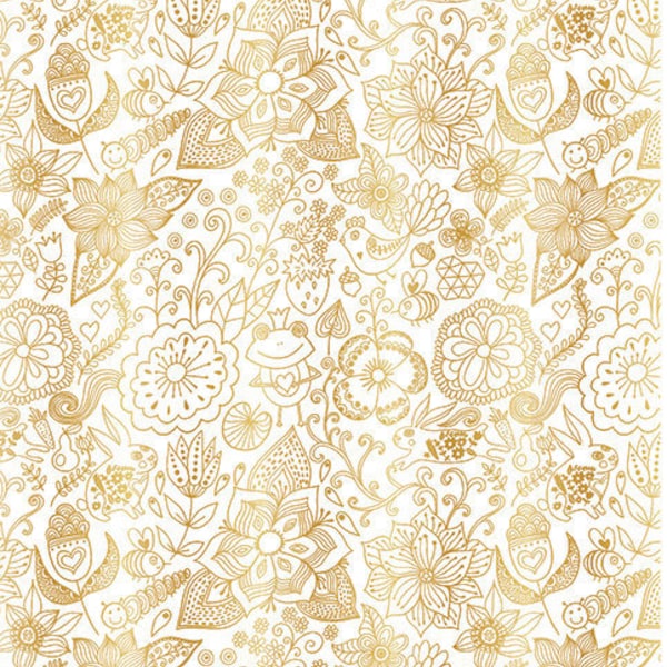 Spring Doodles ~ 369870~ Choose Real Yellow Gold or Platinum White Gold - Ceramic Decal - Low Fire