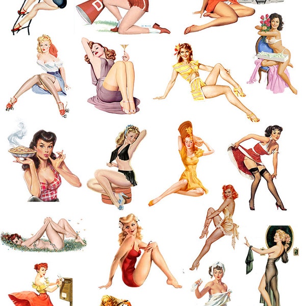 Vintage Bombshell Pin-up Girls - Ceramic Decals- Enamel Decal - Fusible Decal - Glass Fusing Decal ~ Waterslide Decal - 89297