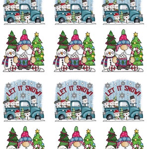 Christmas Gnomes  - Ceramic Decals- Enamel Decal - Fusible Decal - Glass Fusing Decal ~ Waterslide Decal - 44122