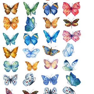 Glorious Watercolor Butterflies - Ceramic Decals- Enamel Decal  - Glass Decal- 97536