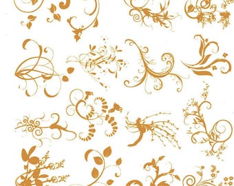 Golden Leaves ~ 86755 ~ Yellow Gold   - Ceramic Decal - Low Fire