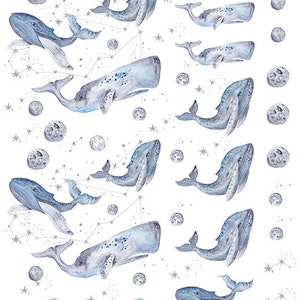 Whales In The Stars - Ceramic Decals- Enamel Decal - Fusible Decal - Glass Fusing Decal ~ Waterslide Decal - 40166