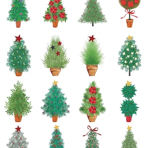 Too Cute Christmas Trees - Ceramic Decals- Enamel Decal - Fusible Decal - Glass Fusing Decal ~ Waterslide Decal - 99789