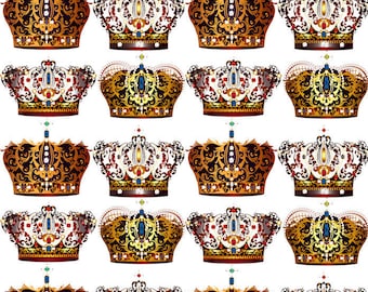 Gold Colorful Crowns - Ceramic Decals- Enamel Decal  - Glass Decal- 28271