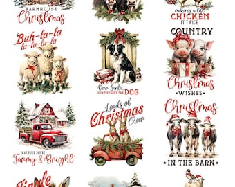 Farm Christmas - Christmas -  Ceramic Decals- Enamel Decal  - Glass Decal- 69977