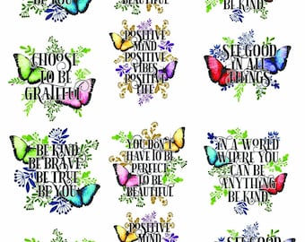 Mensajes positivos - Mariposas - Calcomanías de cerámica - Calcomanía de esmalte - Calcomanía de vidrio - 78177