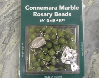 GENUINE Hand Carved Connemara Marble Rosary Beads Guaranteed Irish