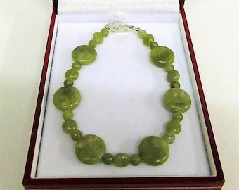 Authentic Irish Connemara Marble Beaded Celtic Bracelet Handmade Ireland Jewelry Gift Boxed