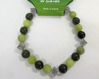 Pulsera elástica celta de mármol de Connemara auténtica, garantía irlandesa