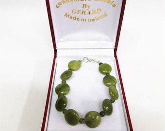 Genuine Irish Connemara Marble Bead Bracelet Handmade Ireland Celtic Jewelry Gift Boxed