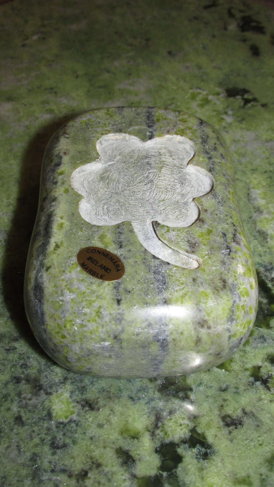 GENUINE Connemara Marble Shamrock Paperweight Guaranteed Irish Etsy