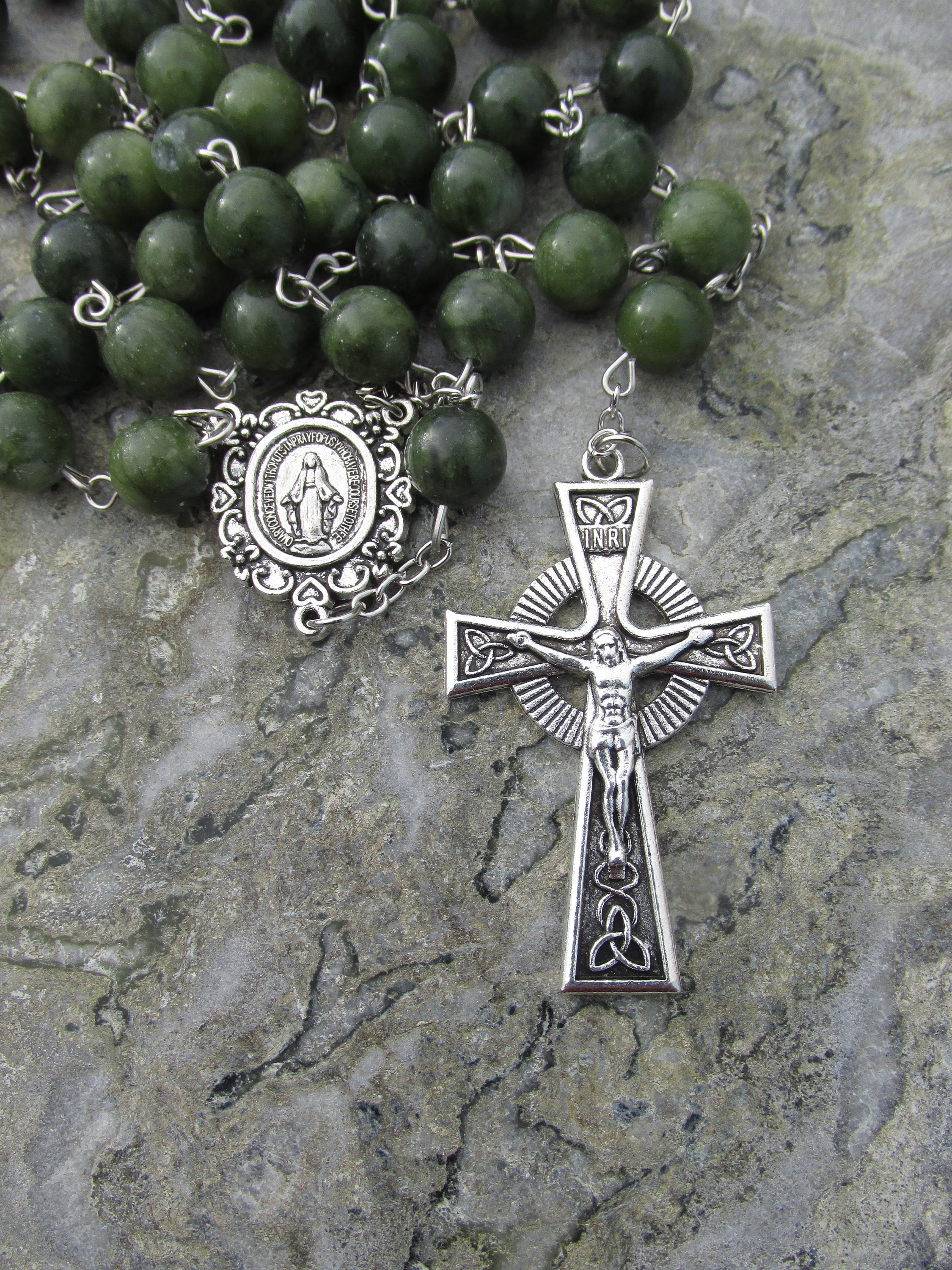 Authentic Irish Connemara Marble Rosary Beads With Celtic Crucifix Handmade in Ireland Etsy