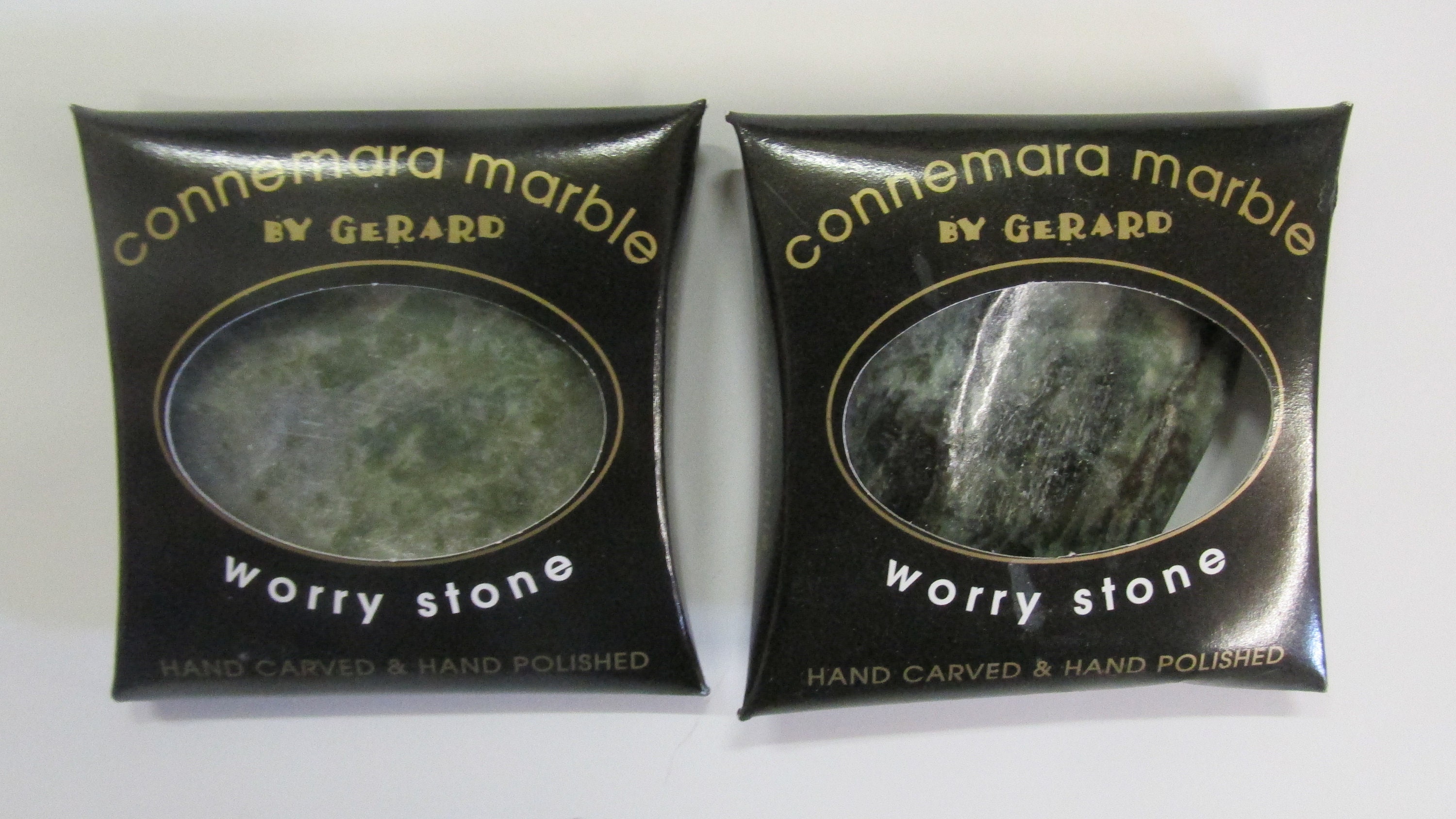GENUINE CONNEMARA MARBLE Hand Carved Worry Stone x 2 Guaranteed Irish