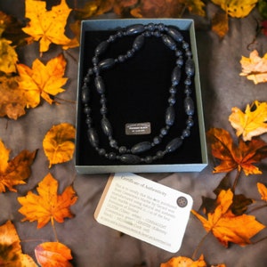Authentic Irish KILKENNY Black Marble Beaded Necklace Handmade Ireland Celtic Jewelry Gift Boxed