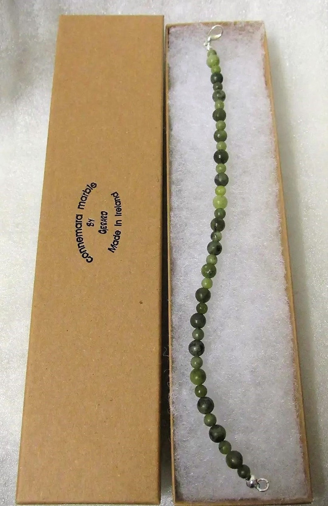 GENUINE Connemara Marble Beaded Celtic Wire Bracelet Guaranteed Irish ...