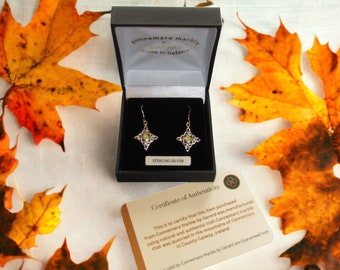 GENUINE Connemara Marble/Sterling Silver Celtic Knot Earwires Guaranteed Irish