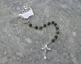 GENUINE Hand Carved Connemara Marble Penal Rosary Beads Guaranteed Irish