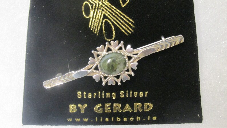 GENUINE Connemara MarbleSterling Silver Brooch Guaranteed Irish