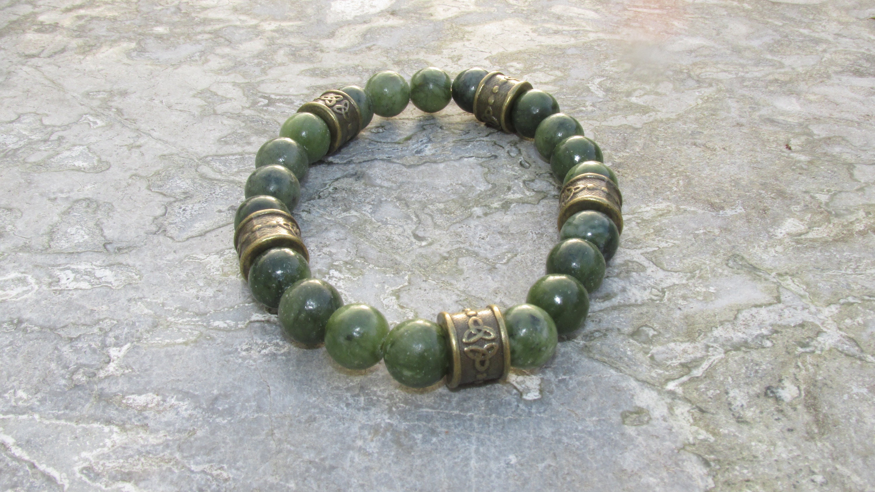 GENUINE Irish Connemara Marble Celtic Stretch Bracelet Guaranteed Irish