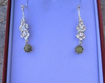 Genuine Irish Connemara Marble Sterling Silver Flower Earrings 925 Ireland Floral Jewelry