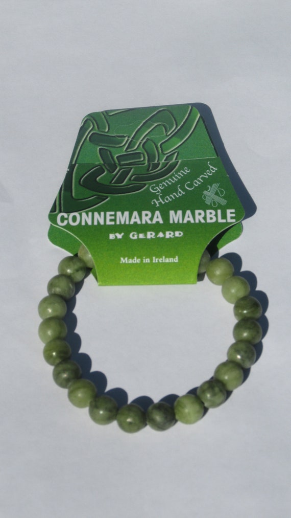 Bracelet With Round And Heart Beads - Connemara Marble
