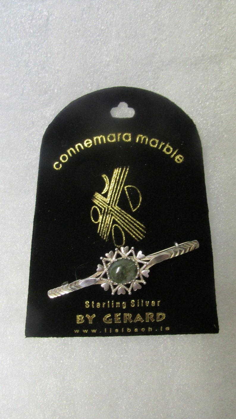 GENUINE Connemara MarbleSterling Silver Brooch Guaranteed Irish