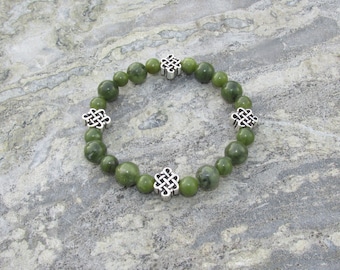 GENUINE Connemara Marble Irish Celtic Knot Stretch Bracelet Guaranteed Irish